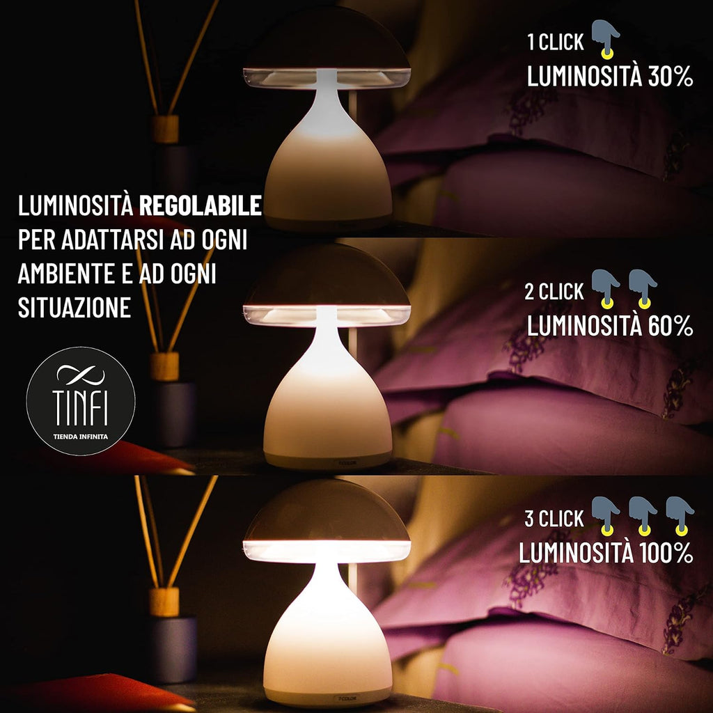 Lampe de chevet LED à capteur tactile Champignon à intensité variable RGB