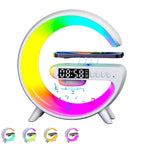 راديو ساعة ذكي G63 مع شحن لاسلكي، بلوتوث ومكبر صوت RGB - أبيض - Réveil Intelligent G63 Bluetooth | Charge Sans Fil 15W | Haut-Parleur RGB - Blanc