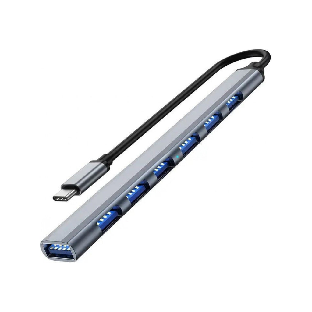محور USB ألومنيوم 7 منافذ USB 2.0 - اتصال USB-C 3.0 فضي - Hub USB Multiport Aluminium 7 Ports USB 2.0 - Connexion USB-C 3.0 Argent