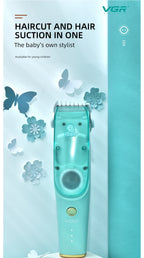 ماكينة حلاقة شعر الأطفال VGR V-151 صامتة بشفط تلقائي وشاشة رقمية - Tondeuse Cheveux Bébé VGR V-151 Silencieuse, Aspiration Auto, Écran Digital