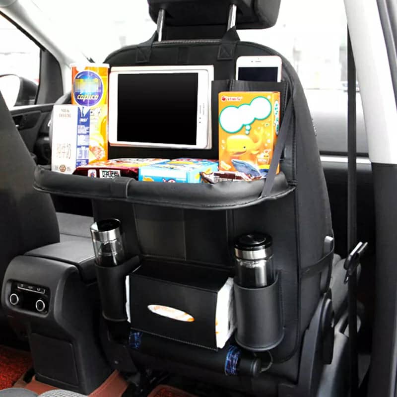 منظم المقعد الخلفي للسيارة جلد أسود - Quickdz Shop - Organisateur Siège Arrière Voiture Cuir Noir - Quickdz Shop