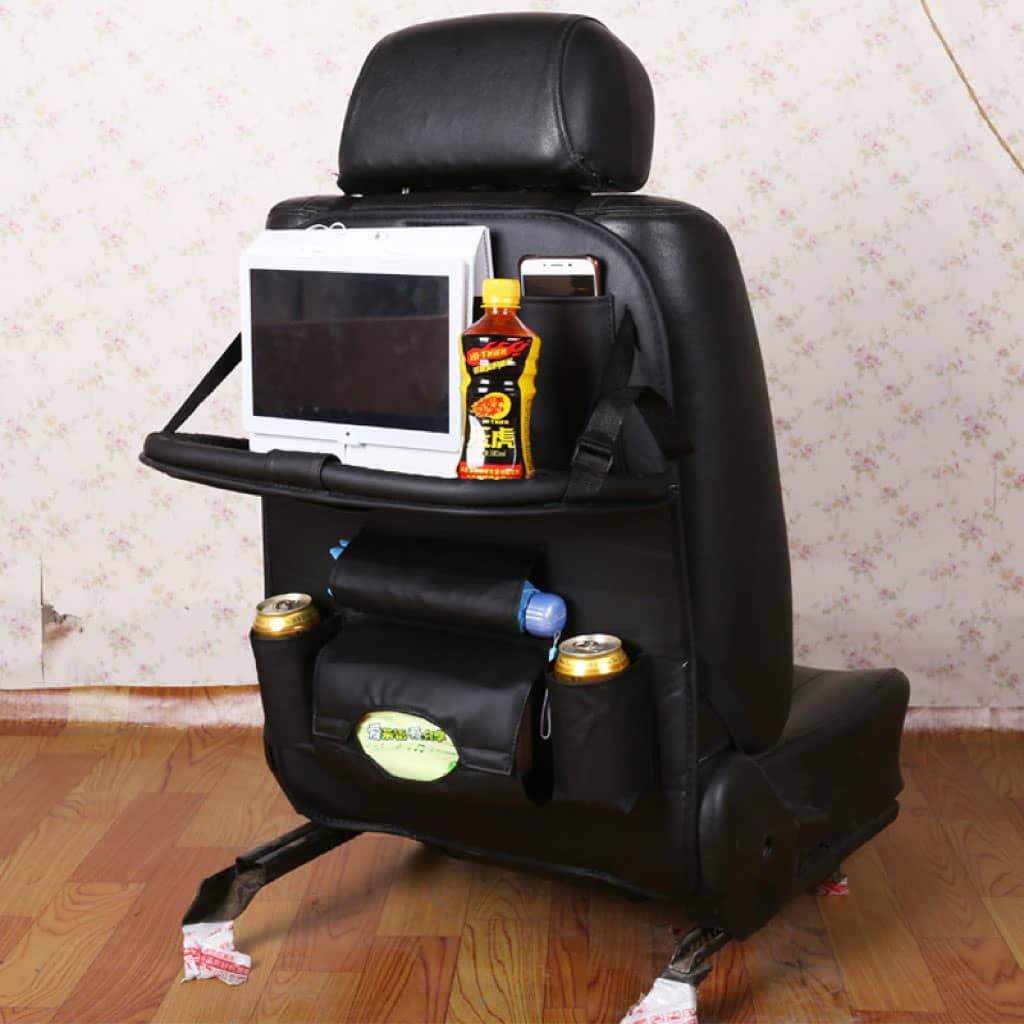 منظم المقعد الخلفي للسيارة جلد أسود - Quickdz Shop - Organisateur Siège Arrière Voiture Cuir Noir - Quickdz Shop