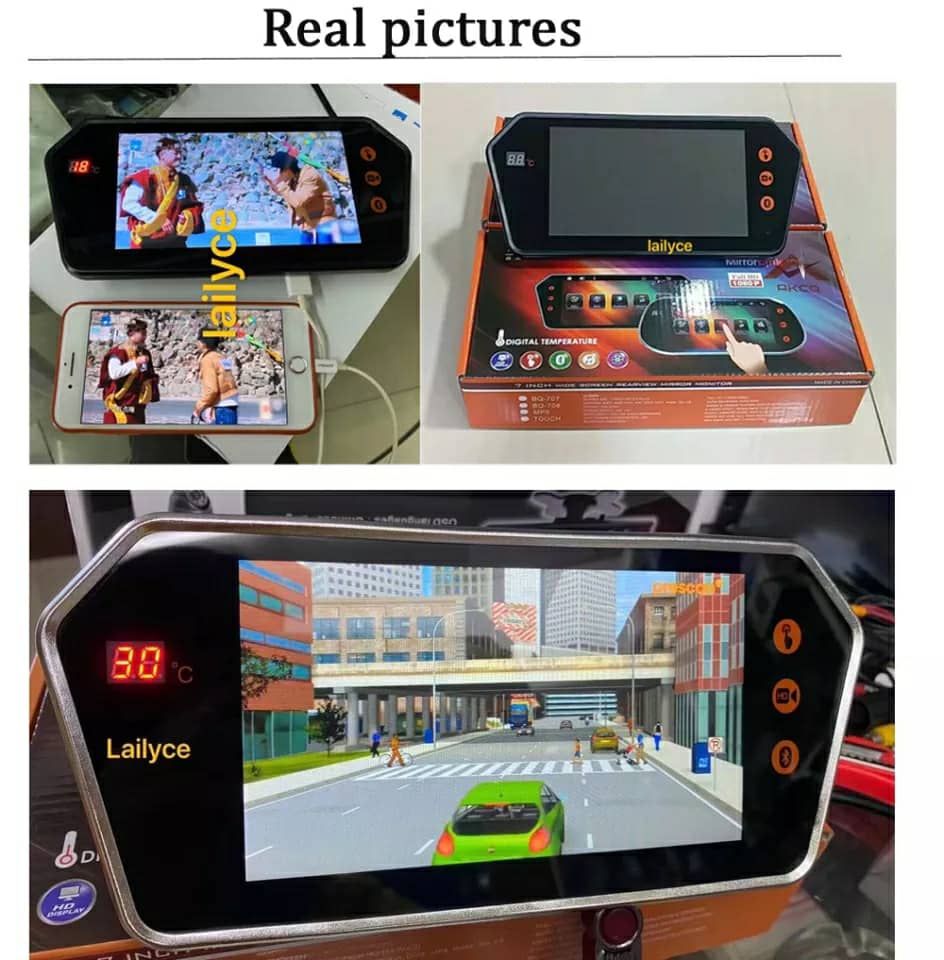 شاشة مرآة سيارة 7 بوصة LCD بلوتوث MP5 كاميرا خلفية - Rétroviseur Voiture Écran LCD 7 Pouces Bluetooth MP5 Caméra Recul