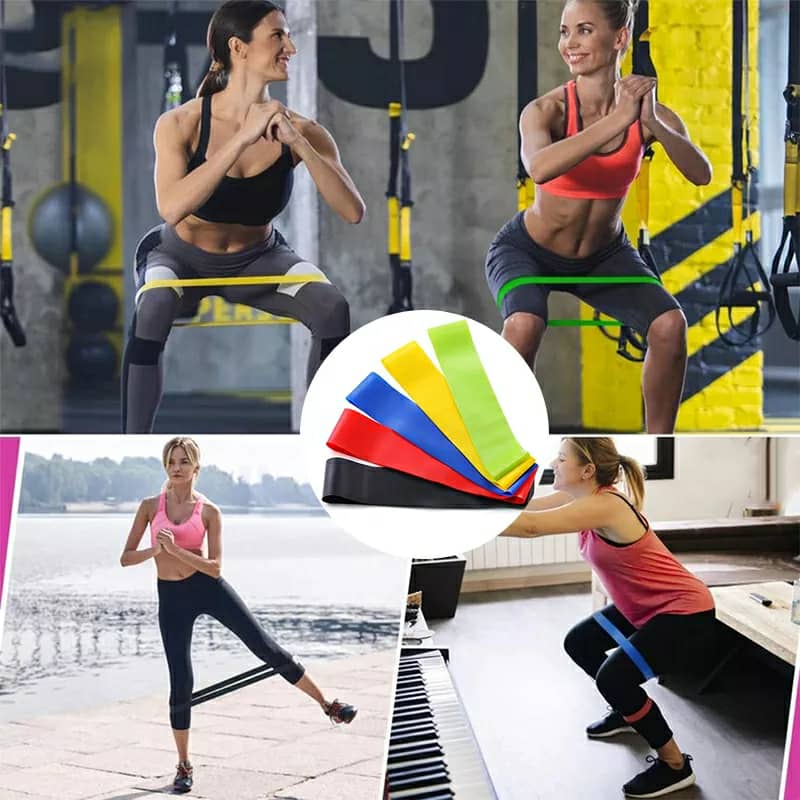 مجموعة 5 أحزمة مقاومة مرنة من اللاتكس للتمرين - Lot de 5 Bandes de Résistance Élastiques en Latex pour Entraînement