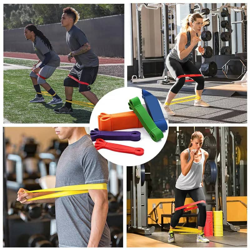مجموعة 5 أحزمة مقاومة مرنة من اللاتكس للتمرين - Lot de 5 Bandes de Résistance Élastiques en Latex pour Entraînement