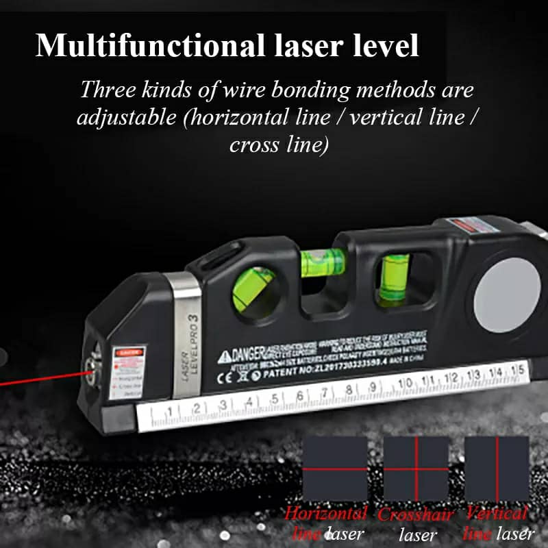 مستوى ليزر 4 في 1 Fixit Level Pro 3 مع شريط قياس 8 أقدام - Niveau Laser 4-en-1 Fixit Level Pro 3 avec Mètre Ruban 8 Pieds