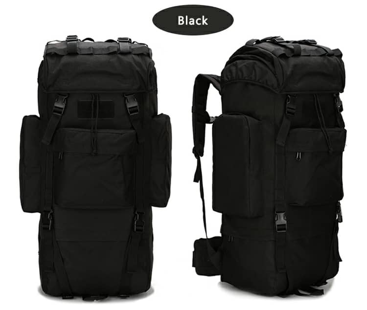 حقيبة ظهر احترافية للتخييم والمشي 90 لتر مقاومة للماء كاموفلاج أسود - Quickdz Shop - Sac à dos Randonnée Professionnel 90L Étanche Camouflage Noir - Quickdz Shop