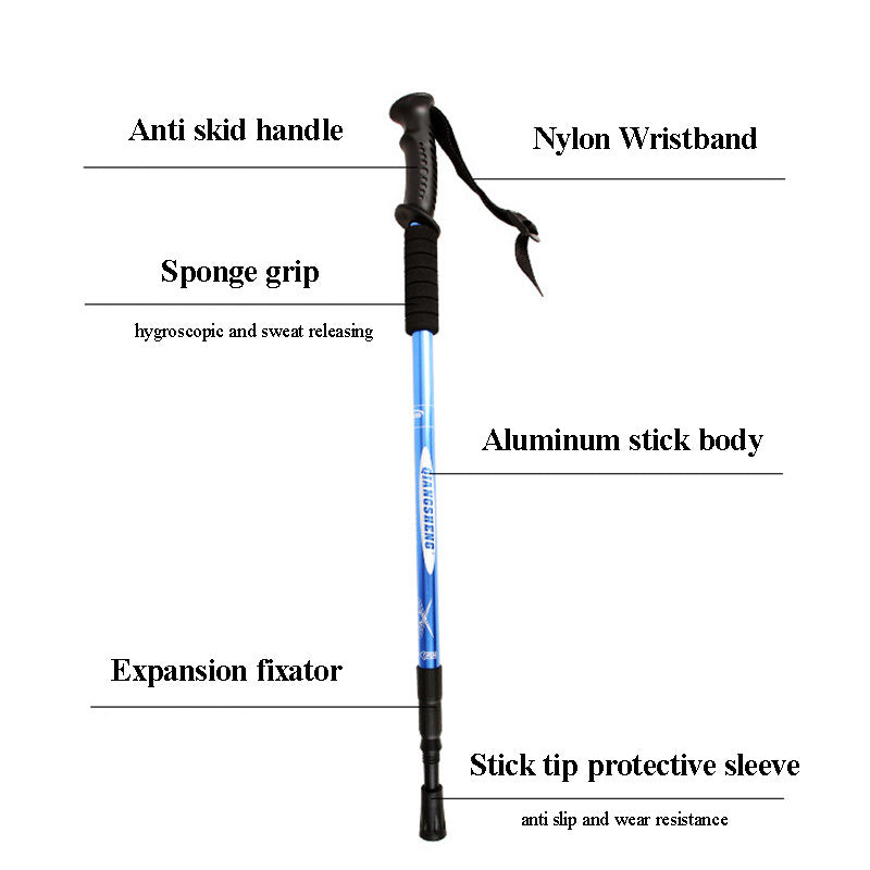 عصا مشي تلسكوبية Qiangsheng من سبائك الألومنيوم خفيفة الوزن ومضادة للانزلاق - Bâton de Randonnée Télescopique Qiangsheng en Alliage d'Aluminium Ultraléger Antidérapant