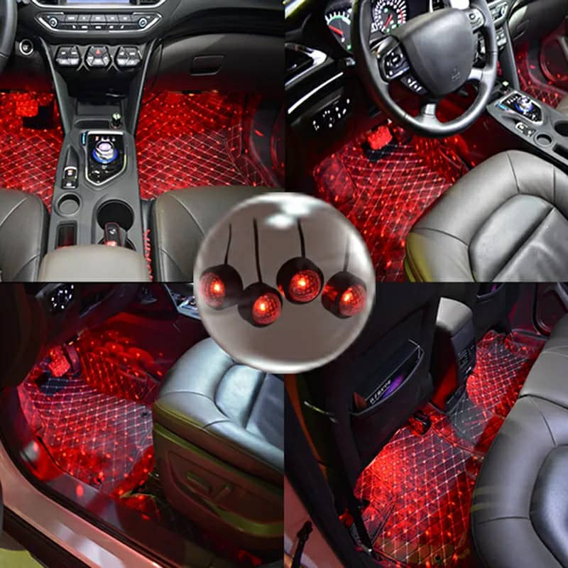 إضاءة جو السيارة RGB 4 في 1 USB - Lumière d'Ambiance Voiture RGB 4-en-1 USB