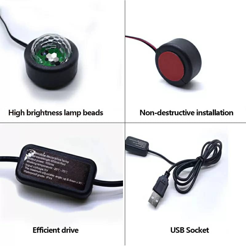 إضاءة جو السيارة RGB 4 في 1 USB - Lumière d'Ambiance Voiture RGB 4-en-1 USB