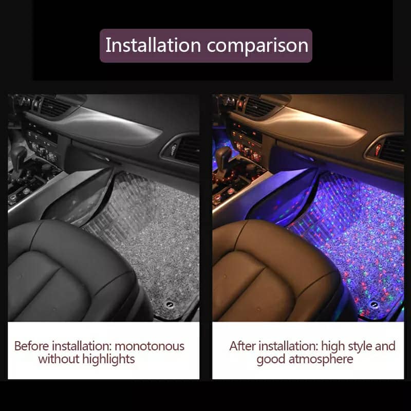 إضاءة جو السيارة RGB 4 في 1 USB - Lumière d'Ambiance Voiture RGB 4-en-1 USB