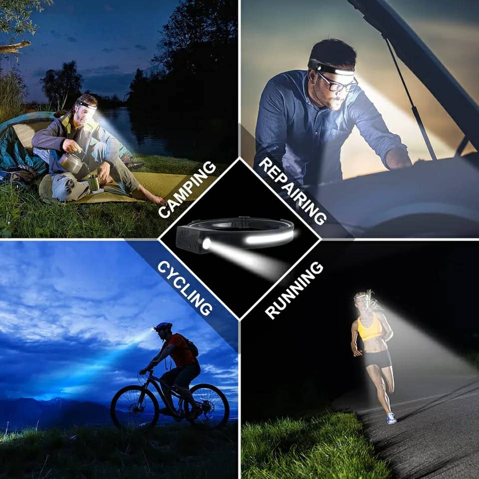 كشاف رأس Quickdz Shop قابل للشحن COB 350 لومن مع مستشعر حركة - Lampe Frontale Quickdz Shop Rechargeable COB 350 Lumens avec Capteur de Mouvement