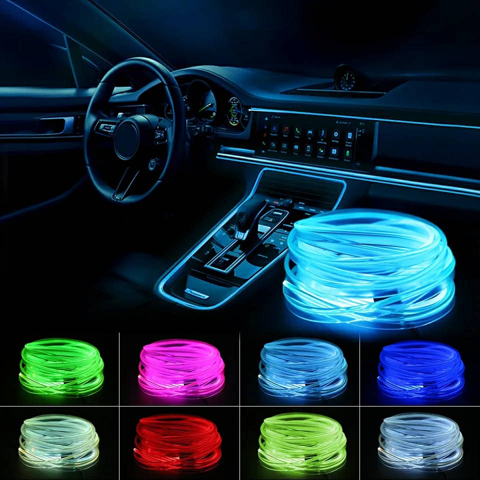 شريط إضاءة LED ألياف بصرية RGB للسيارة 12V - Quickdz Shop - Bande Lumineuse LED Fibre Optique RGB 12V pour Intérieur Voiture - Quickdz Shop