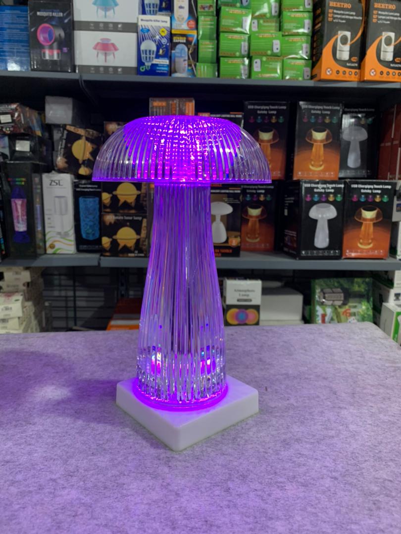 مصباح ليلي كريستالي شفاف على شكل فطر مع تحكم باللمس وعن بعد - Veilleuse Champignon Cristal Transparente Tactile & Télécommande