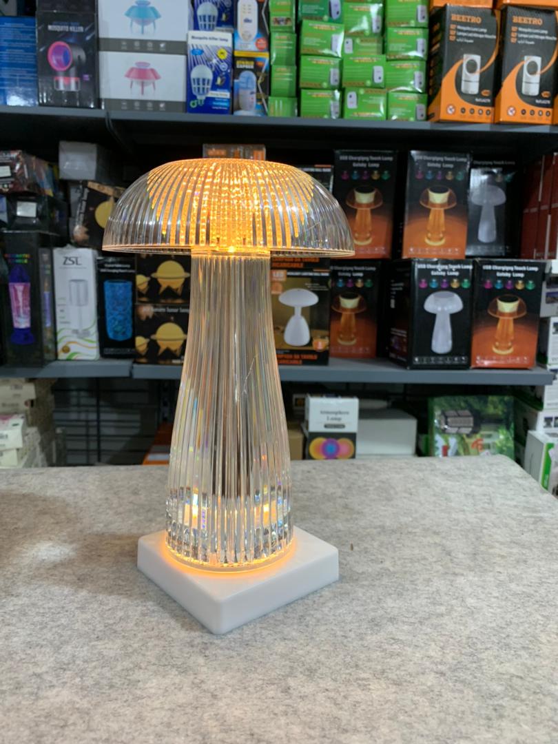 مصباح ليلي كريستالي شفاف على شكل فطر مع تحكم باللمس وعن بعد - Veilleuse Champignon Cristal Transparente Tactile & Télécommande