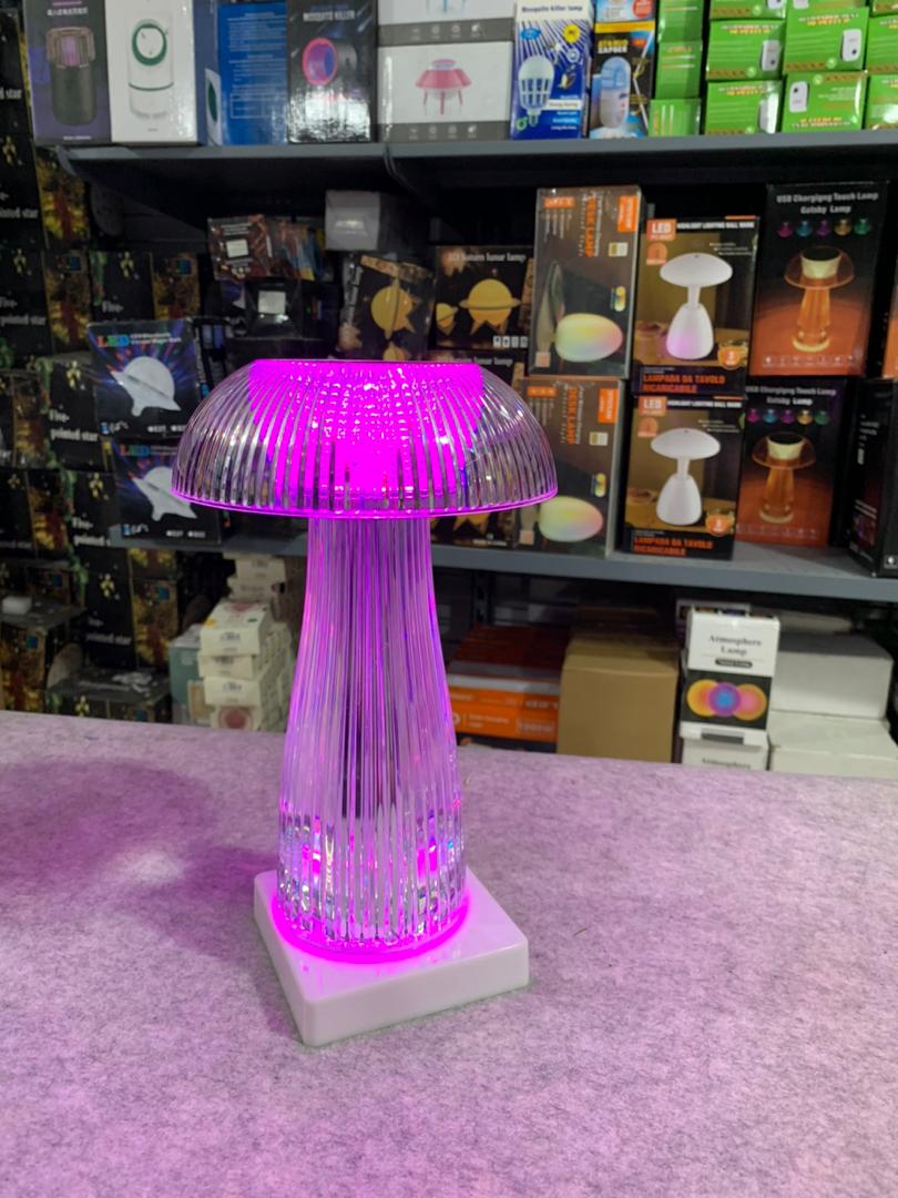 مصباح ليلي كريستالي شفاف على شكل فطر مع تحكم باللمس وعن بعد - Veilleuse Champignon Cristal Transparente Tactile & Télécommande