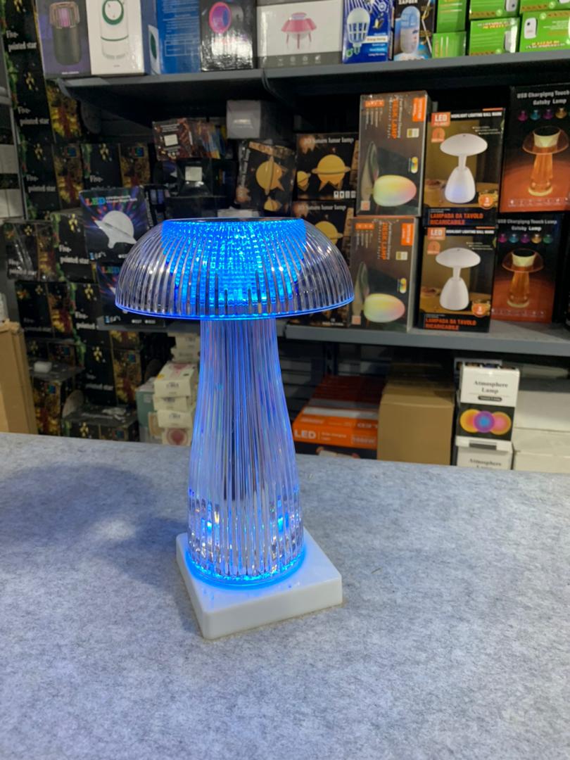مصباح ليلي كريستالي شفاف على شكل فطر مع تحكم باللمس وعن بعد - Veilleuse Champignon Cristal Transparente Tactile & Télécommande