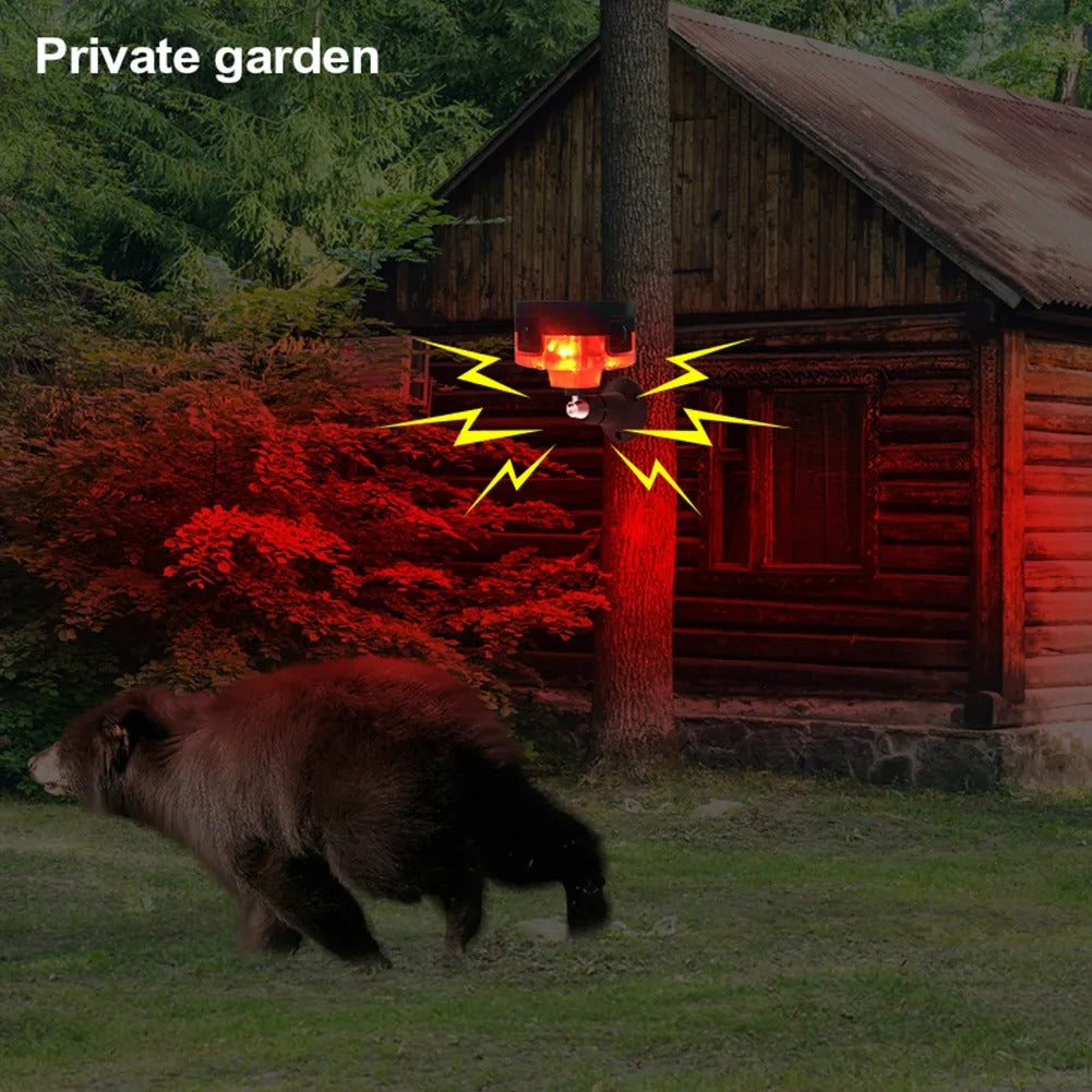 Répulsif pour animeux Capteur de mouvement à énergie solaire, alarme sonore et lumineuse 6 LED - مستشعر حركة يعمل بالطاقة الشمسية لطارد الحيوانات