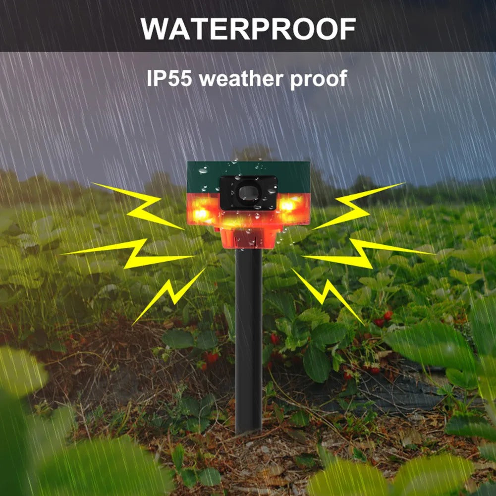Répulsif pour animeux Capteur de mouvement à énergie solaire, alarme sonore et lumineuse 6 LED - مستشعر حركة يعمل بالطاقة الشمسية لطارد الحيوانات