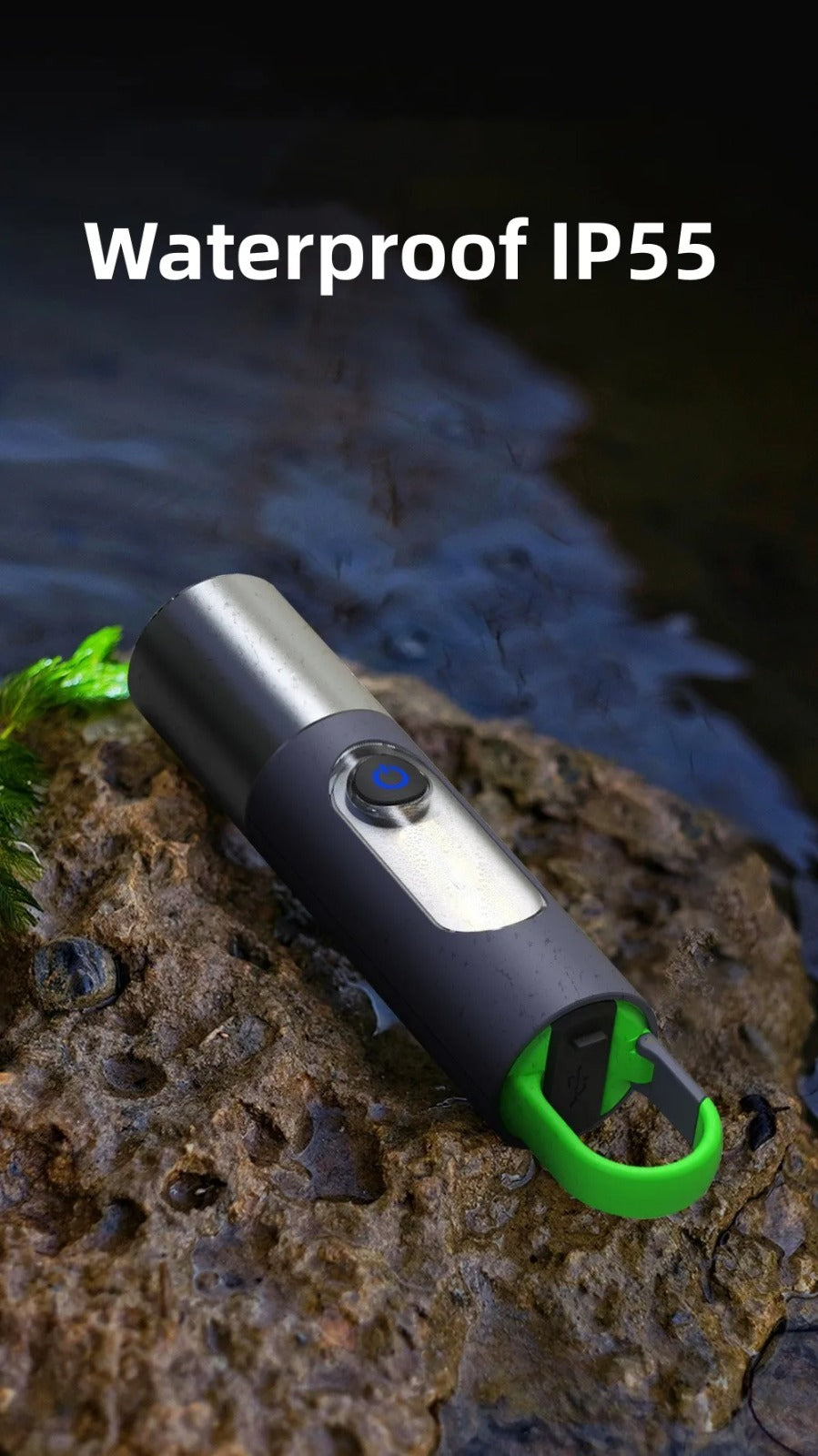 Lampe de poche LED zoomable 4 modes, Rechargeables 1800mAh