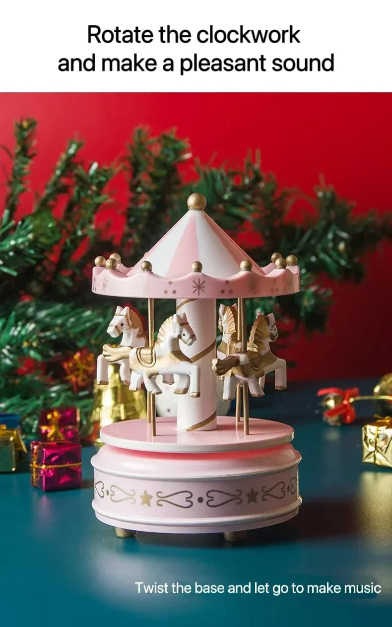 Carrousel Music Box Rotatif à 4 Chevaux Classique Melody