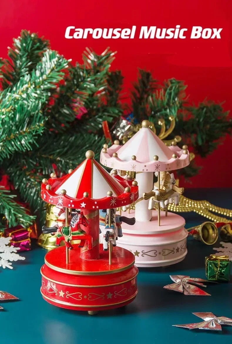 Carrousel Music Box Rotatif à 4 Chevaux Classique Melody