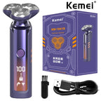 Kemei ماكينة حلاقة كهربائية للجسم للرجال، مقاومة للماء، شاشة LCD، نظام عائم ثلاثي الأبعاد، KM-1941s - Kemei Rasoir Électrique Corps Homme, Étanche, Écran LCD, Système Flottant 3D, KM-1941s