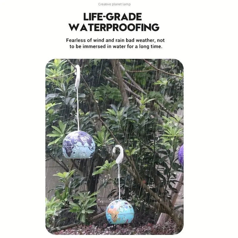 Lampe Led Suspendue En Forme De Boule Décorative, Rechargeable Par Usb, Pour Camping Intérieur Et Extérieur, En Forme De Lune Ou De Terre, 1 Pièce