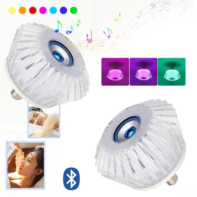 Ampoule musicale LED haut-parleur intégré Crystal Avec Bluetooth et télécommande 24W