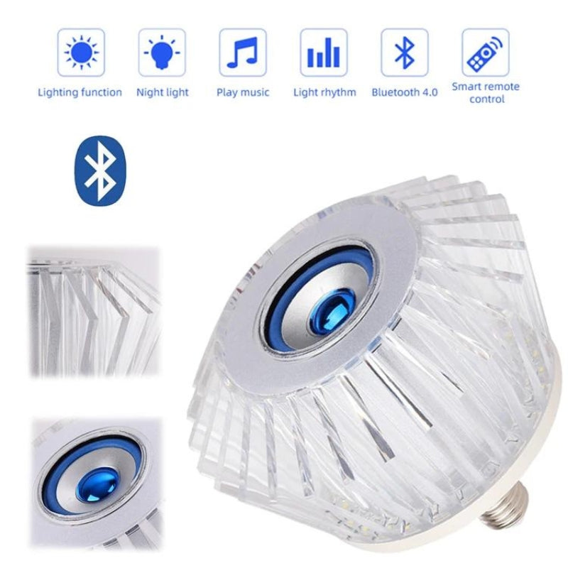 Ampoule musicale LED haut-parleur intégré Crystal Avec Bluetooth et télécommande 24W