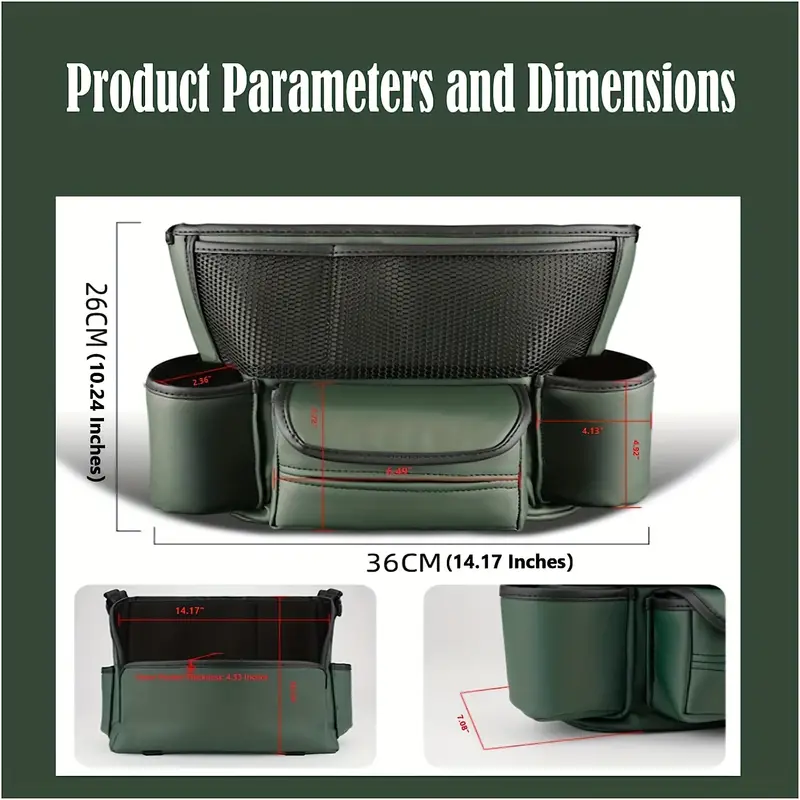 حقيبة تخزين مركزية فاخرة من جلد النابا لمقعد السيارة - Sac de Rangement Central en Cuir Nappa pour Siège Auto