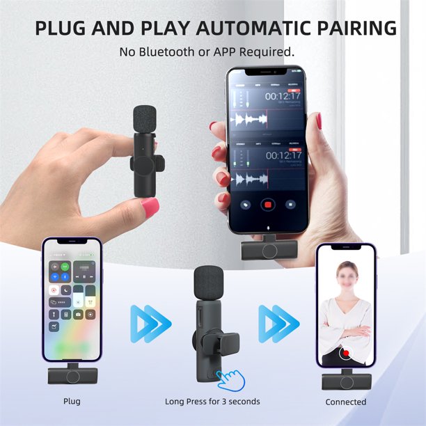 ميكروفون K11 لاسلكي كليب للتسجيل (أندرويد/آيفون) - Microphone Cravate Sans Fil K11 pour Enregistrement Audio Vidéo (Android/iPhone)