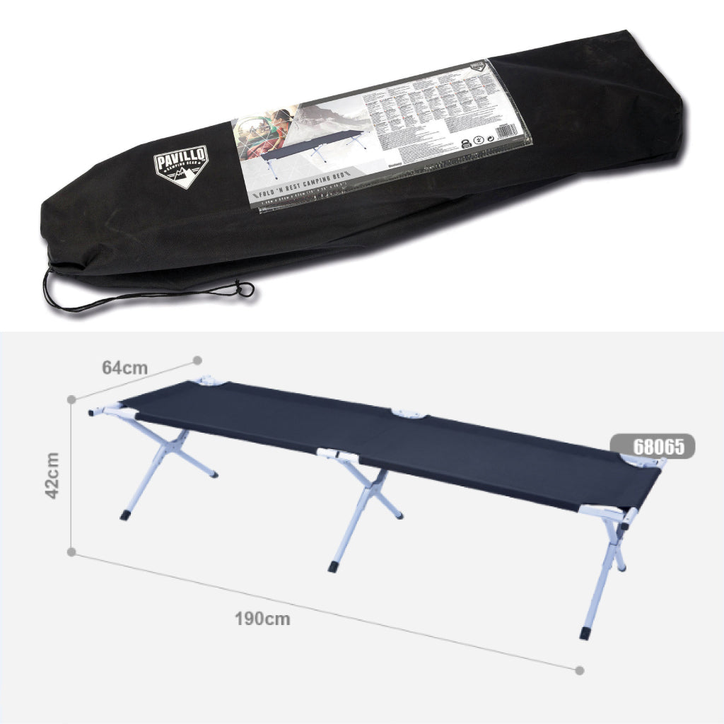 سرير تخييم قابل للطي Bestway Pavillo 68065 - 190x64x42 سم، إطار فولاذي، 110 كغ - Lit de Camping Pliant Bestway Pavillo 68065 - 190x64x42cm, Cadre Acier, 110kg