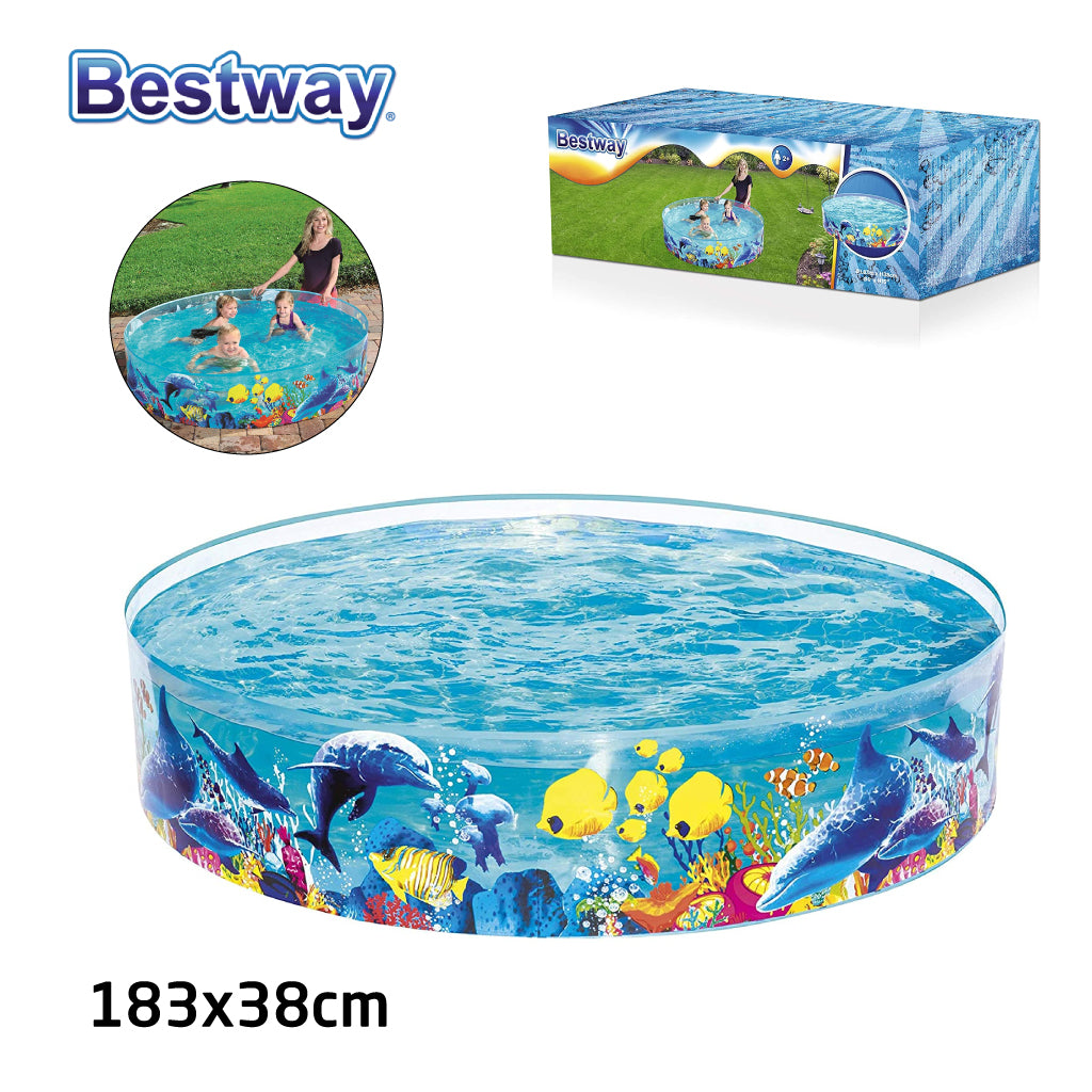 مسبح أطفال دائري أكواريوم فينيل/PVC شفاف 183x38 سم Bestway 55030 - Piscine Ronde Enfant Aquarium Vinyle/PVC Transparente 183x38cm Bestway 55030
