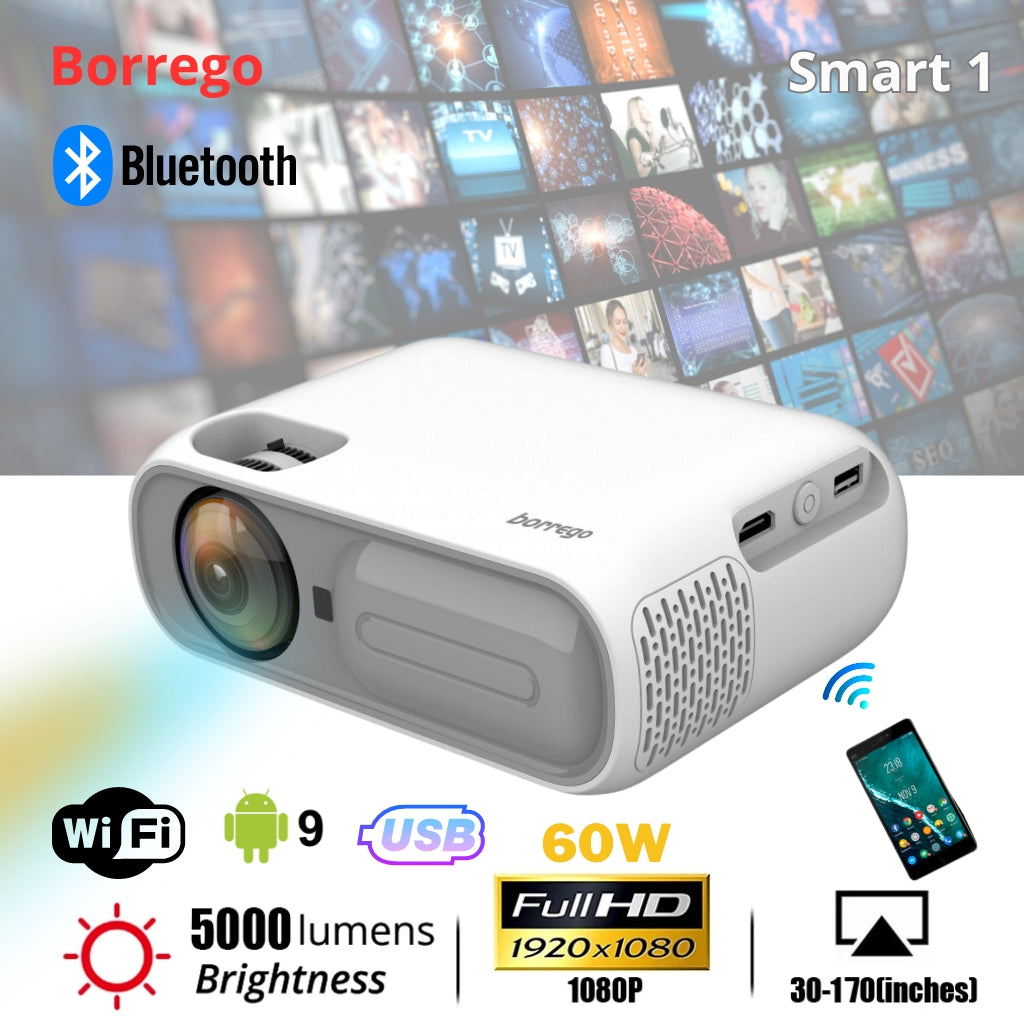 Borrego Projector Smart 1 Android 9.0 Bluetooth Projection technology 3.5inch LCD TFT display