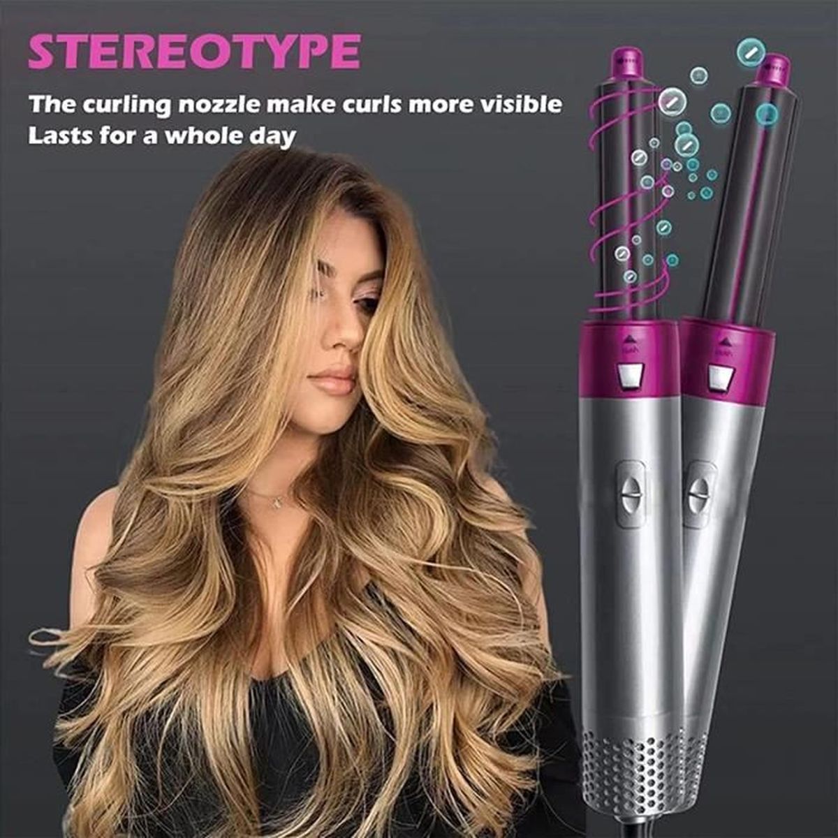 فرشاة تصفيف الشعر 5 في 1 | سشوار ومصفف هوائي - Brosse Coiffante Sèche-cheveux 5-en-1 Air Chaud Premium