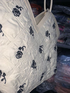 حقيبة يد نسائية من التويد بنقشة زهور | Quickdz Shop - Sac à main femme en tweed motif floral | Quickdz Shop