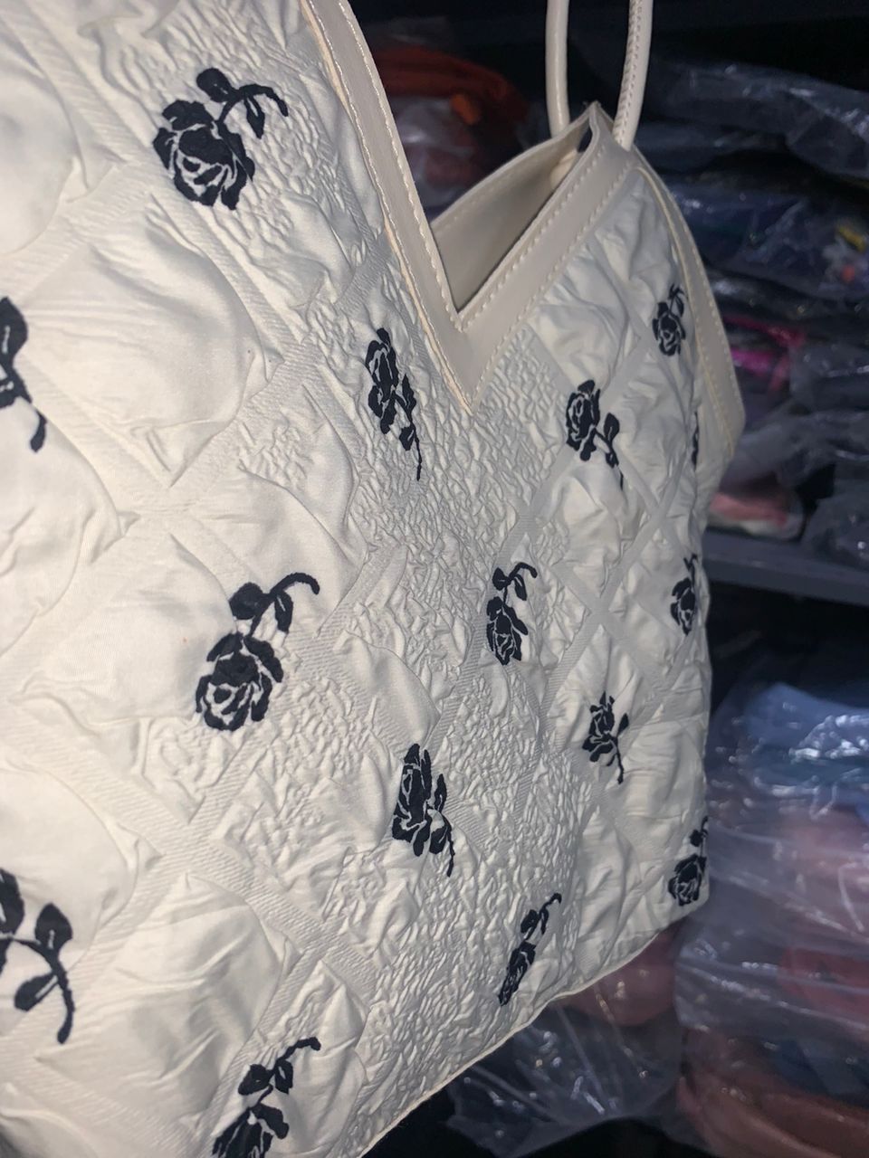 حقيبة يد نسائية من التويد بنقشة زهور | Quickdz Shop - Sac à main femme en tweed motif floral | Quickdz Shop