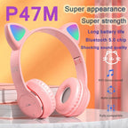 سماعات بلوتوث أذن قطة P47M لاسلكية LED مضيئة - Casque Bluetooth Sans Fil P47M Oreilles de Chat LED Lumineuses