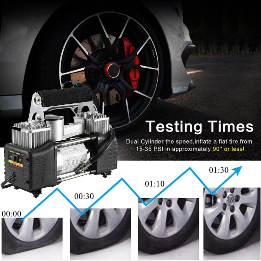 Compresseur automobile à double piston, 70 L/min, tuyau de 3 mètres, 12 V