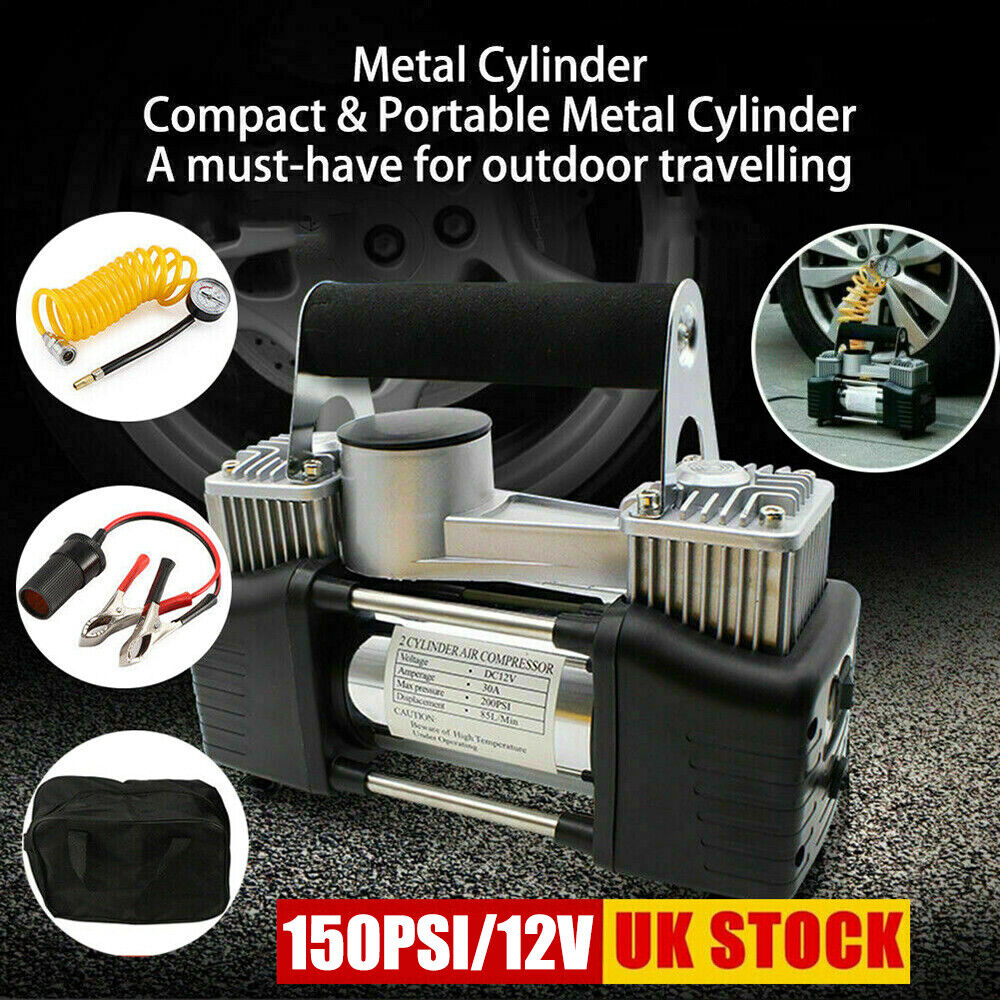 Compresseur automobile à double piston, 70 L/min, tuyau de 3 mètres, 12 V