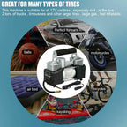 Compresseur automobile à double piston, 70 L/min, tuyau de 3 mètres, 12 V