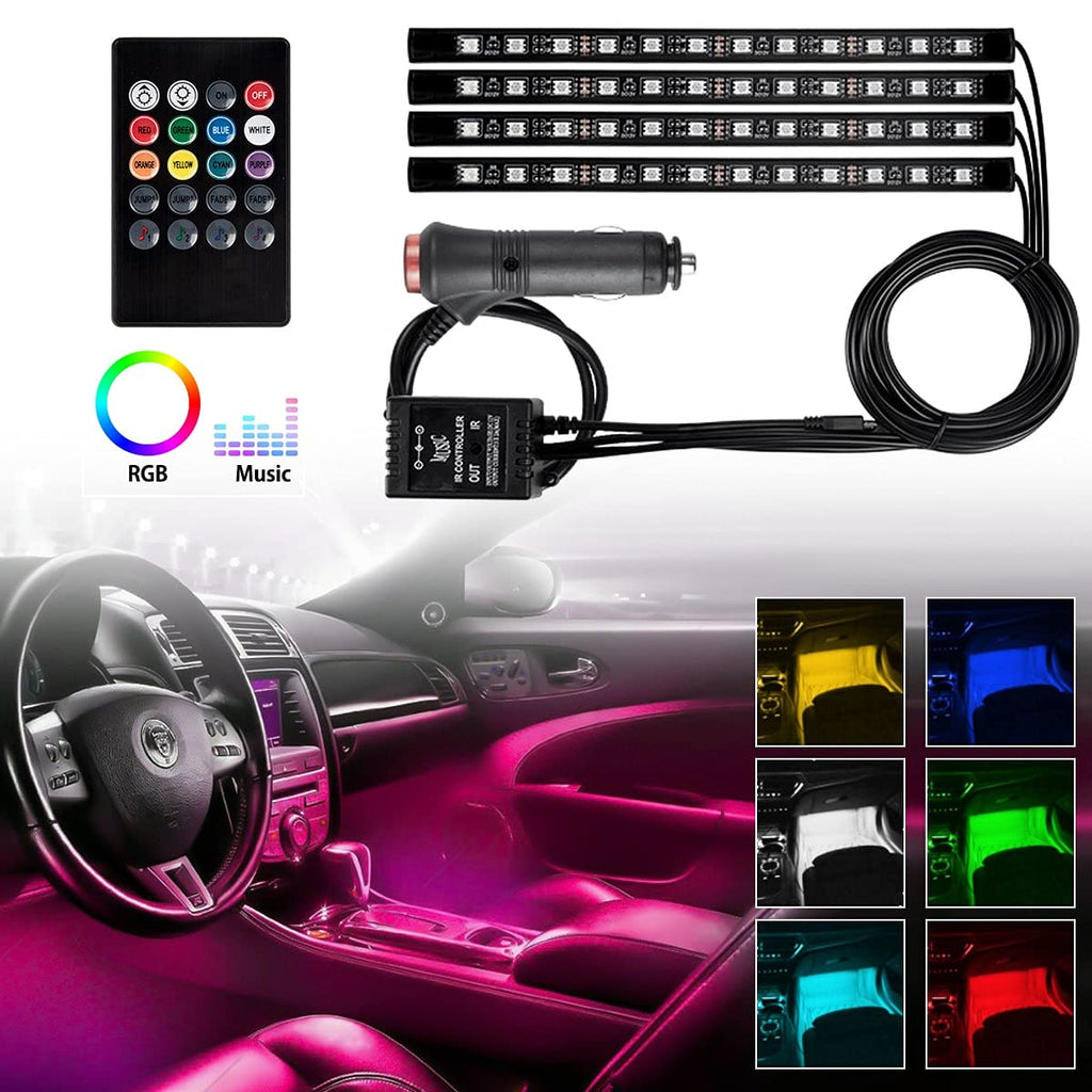 إضاءة داخلية للسيارة LED RGB 48 مصباح - مزامنة موسيقية - Éclairage Intérieur Voiture LED RGB 48 LED - Synchronisation Musique
