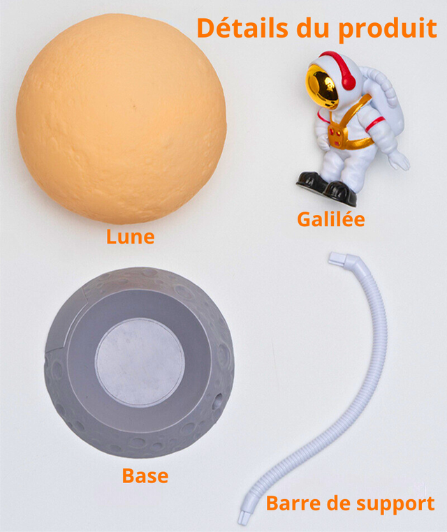 مصباح ليلي LED ثلاثي الأبعاد على شكل رائد فضاء قابل لإعادة الشحن USB - Veilleuse LED 3D Décorative Astronaute Rechargeable USB