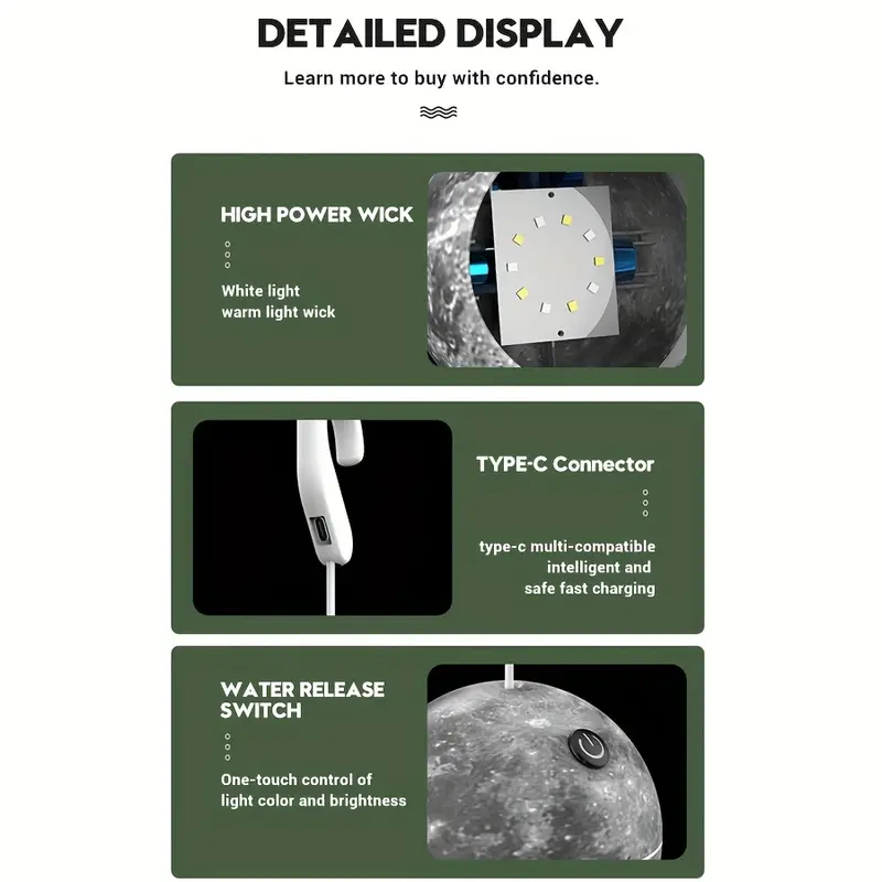 Lampe Led Suspendue En Forme De Boule Décorative, Rechargeable Par Usb, Pour Camping Intérieur Et Extérieur, En Forme De Lune Ou De Terre, 1 Pièce