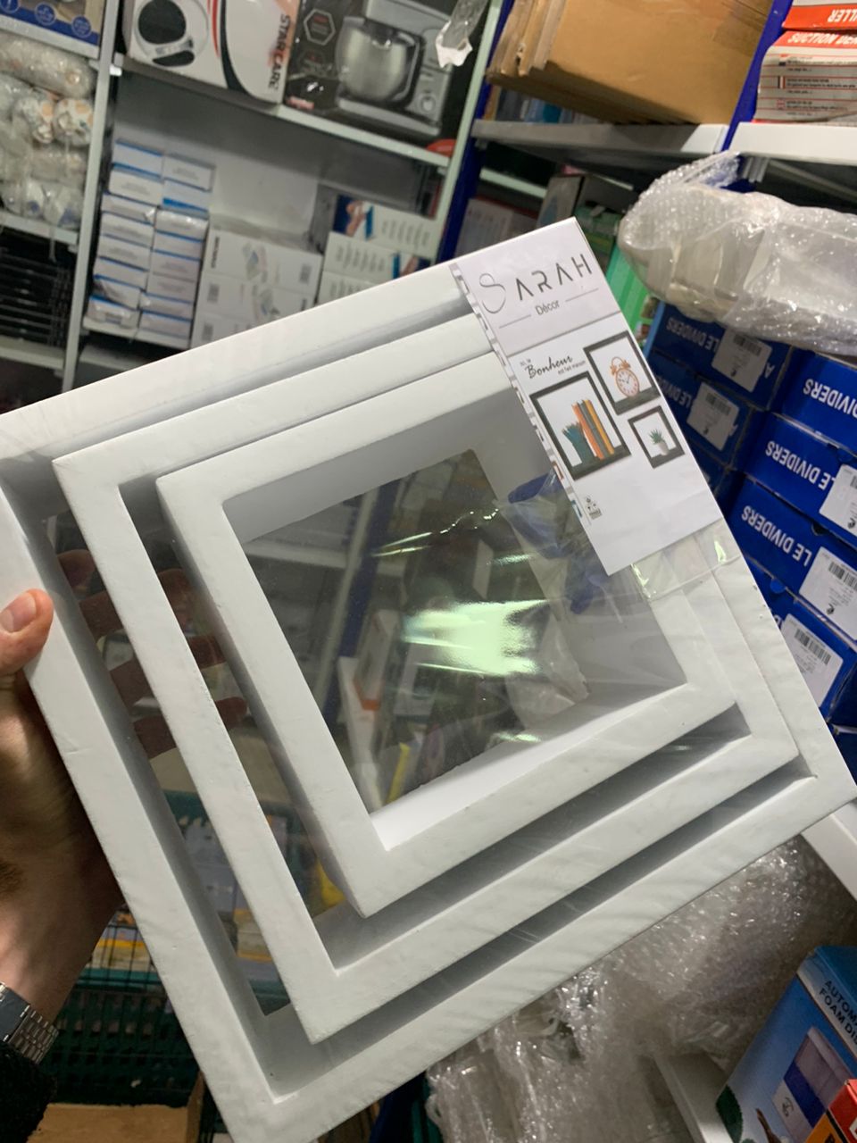 3 رفوف جدارية مربعة خشب MDF للديكور - أبيض/أسود - Lot de 3 Étagères Murales Carrées en Bois MDF - Décoration Moderne