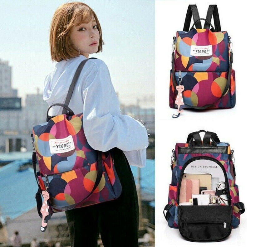 حقيبة ظهر نسائية أكسفورد مضادة للسرقة ومقاومة للماء - متعددة الألوان - Sac à dos femme Oxford Antivol Étanche Multicolore