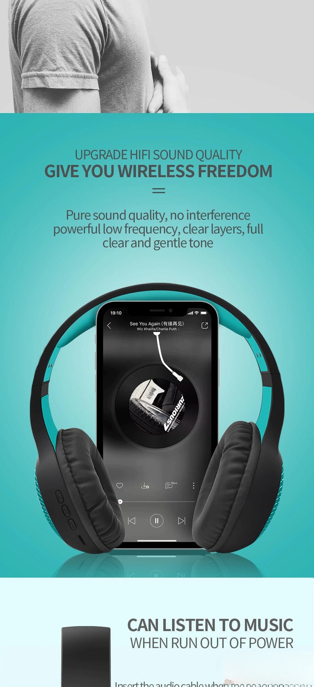 Casque Bluetooth sans fil stéréo Hifi , microphone intégré, Souple DUNTH DU-B130