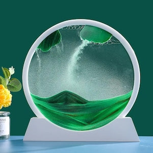 لوحة رملية متحركة 3D زجاجية دائرية 12 بوصة - ديكور منزلي Quickdz Shop - Sablier 3D Rond en Verre 12 pouces - Décoration Anti-Stress Quickdz Shop