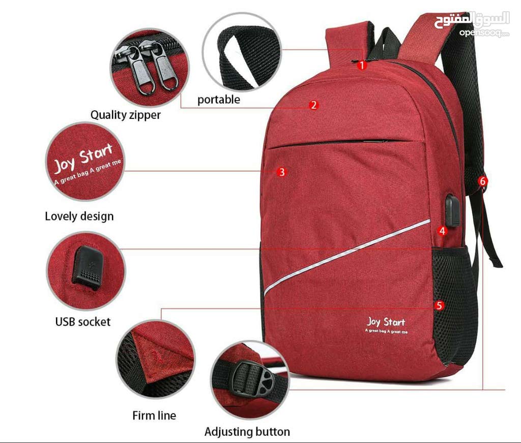 حقيبة ظهر لابتوب عصرية بمنفذ USB للشحن - نايلون عالي الجودة - Sac à dos USB Moderne pour Ordinateur Portable - Nylon Qualité